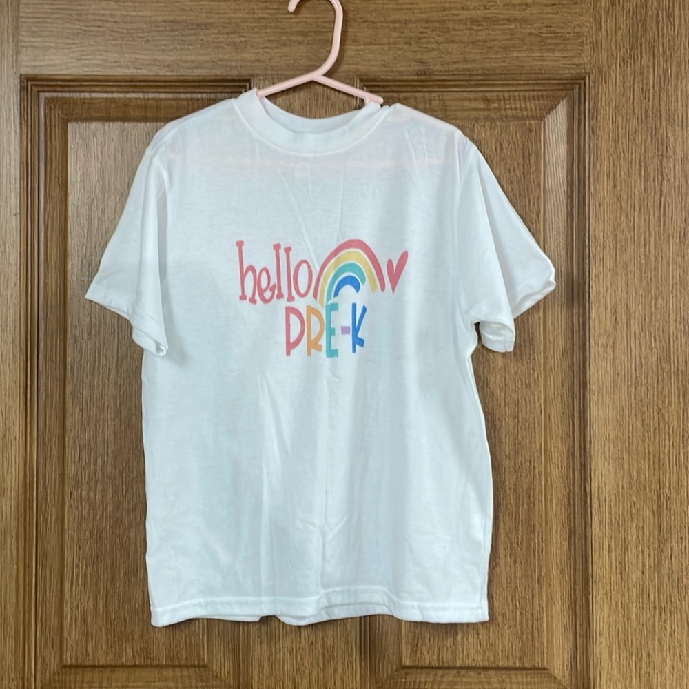 Hello pre-k white shirt size xs